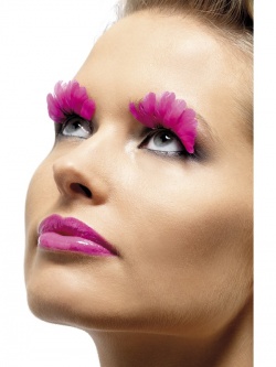 Neon Pink Feather Eyelashes