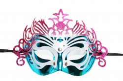 Blue Dragon Mask With Pink Decoration