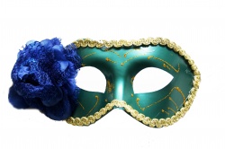 Blue Venetian Mask With Blue Flower