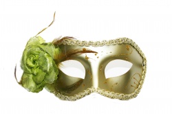 Green Venetian Mask With Green Flower
