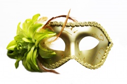 Green Venetian Mask With Big Green Flower