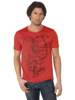 Red T-Shirt With Rib Motif