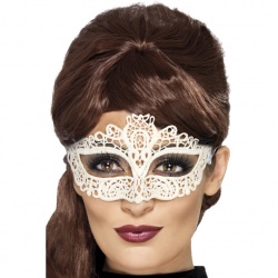 Embroidered Lace Filigree Eyemask White