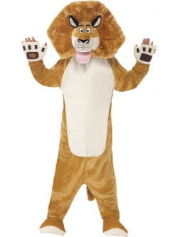 Kids Costume Madagascar Alex The Lion Costume, Brown, with All-in-One & Padded Head