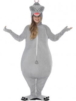 Kids Costume Madagascar Gloria The Hippo Costume, Grey, with All-in-One & Padded Head