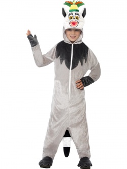 Kids Costume Madagascar King Julien The Lemur Costume, Black & White, with All-in-One & Padded Head