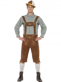 Traditional Deluxe Hanz Bavarian Costume, Green, with Lederhosen & Shirt