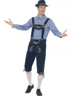 Traditional Deluxe Rutger Bavarian Costume, Blue, with Lederhosen & Shirt