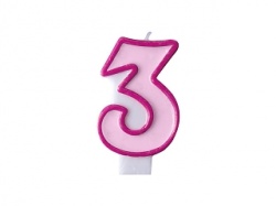  Birthday candle Number 3 - Pink