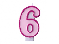 Birthday candle Number 6 - Pink