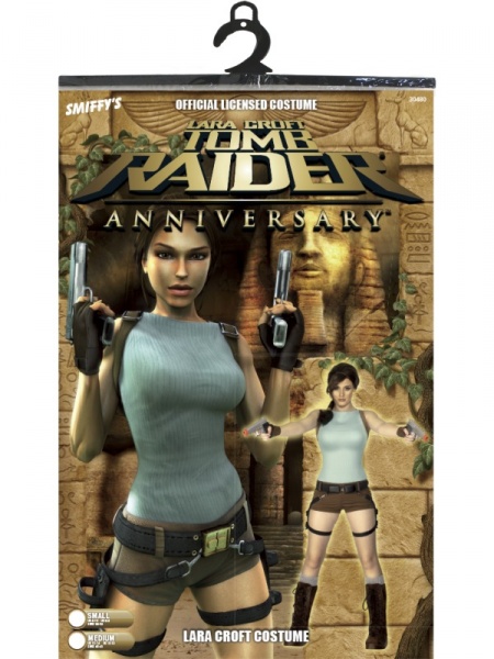 Adult Female Lara Croft Anniversary Costume With Top Shorts Belt