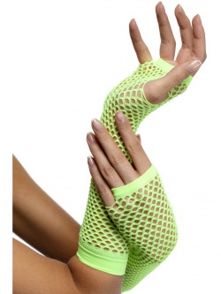 Long Fishnet Gloves-Neon Green