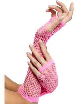 Long Fishnet Gloves-Pink