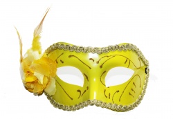 Yellow Venetian Mask With Yellow Flower