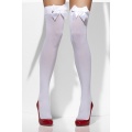 Opaque Hold-Ups, White, with White Bows