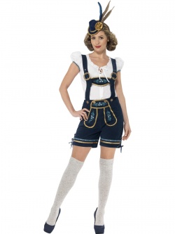 Traditional Deluxe Edelweiss Costume, Blue, with Lederhosen & Top