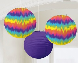 3 Round Paper Lanterns Feeling Groovy 60's