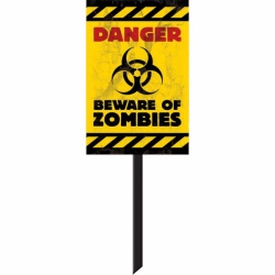 Plastic Lawn Sign Beware of Zombies