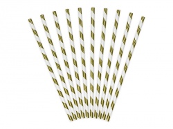 Striped Paper Straws - Gold