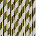 Striped Paper Straws - Gold
