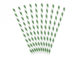 Striped Paper Straws - Green