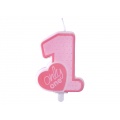 Birthday candle Only One - Light pink